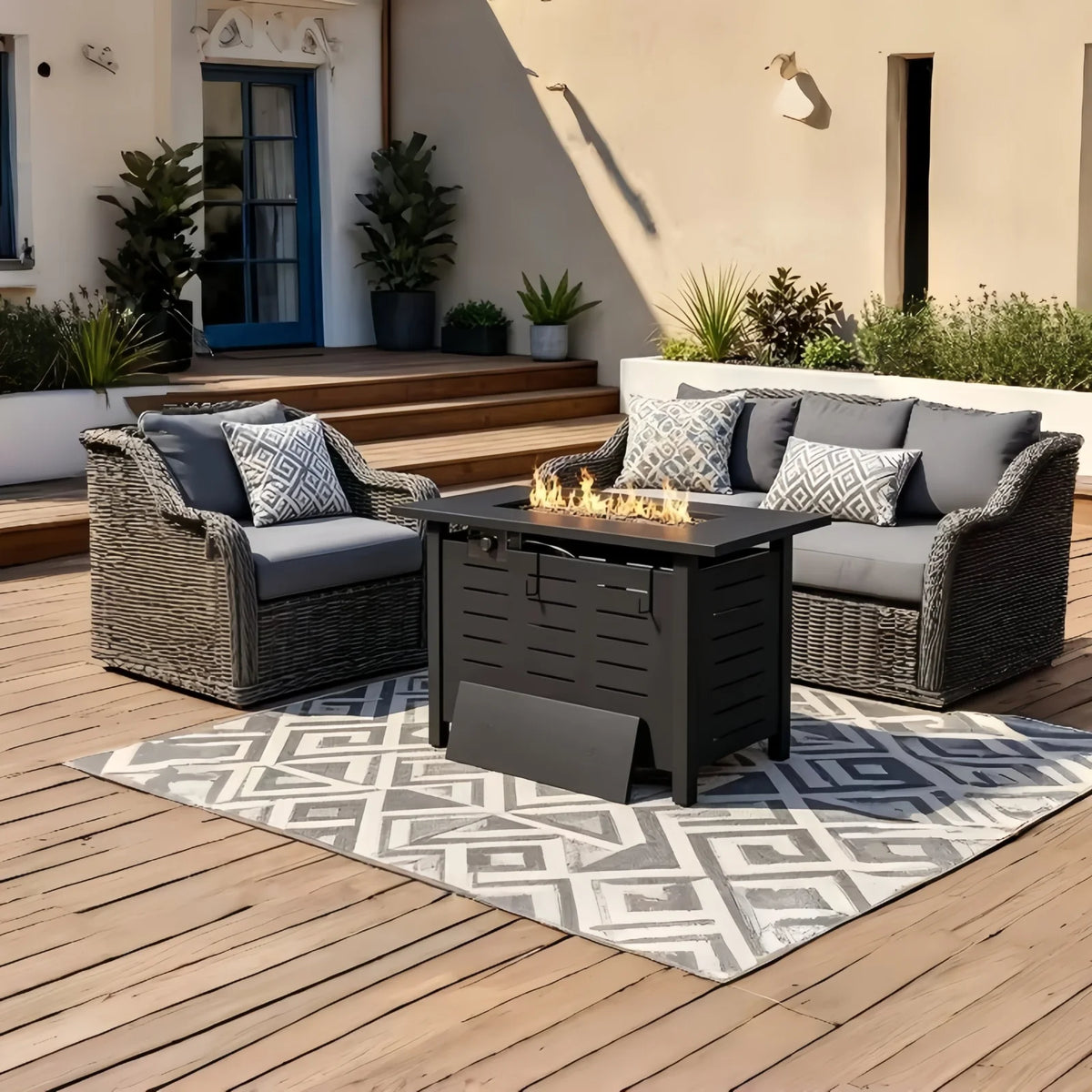 Heatstone Tahoe rectangular propane fire pit table, view 3
