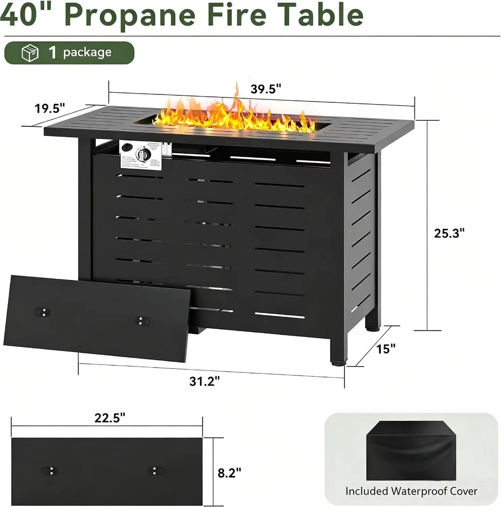 Heatstone Tahoe rectangular propane fire pit table, view 5
