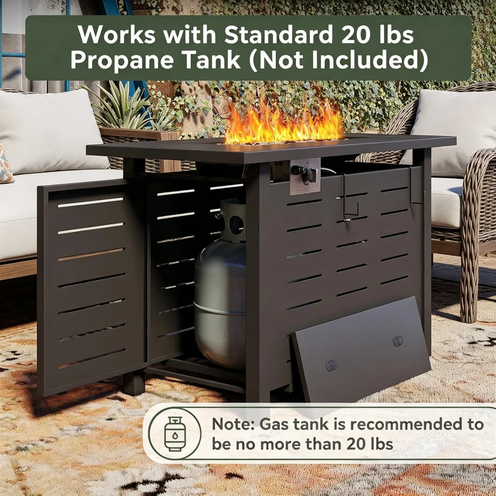 Heatstone Tahoe rectangular propane fire pit table, view 2