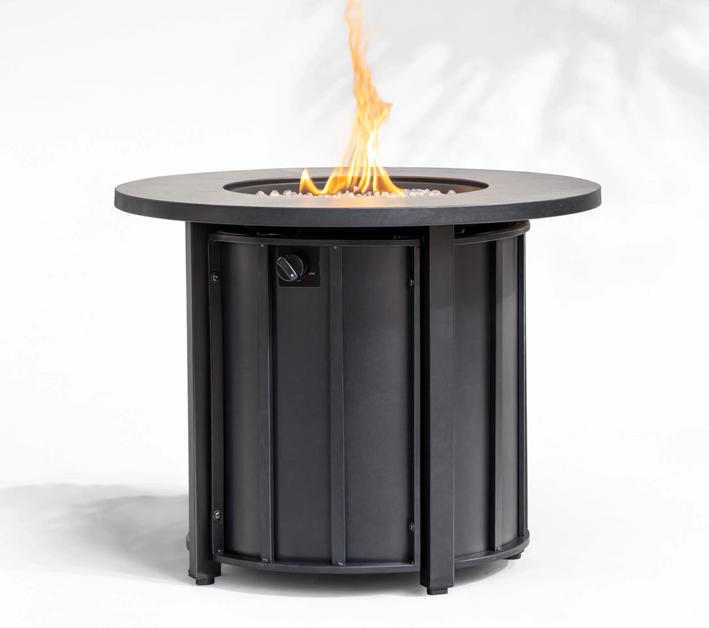 Heatstone Aspen 30” Wood Grain Fire Pit Table – Propane Gas