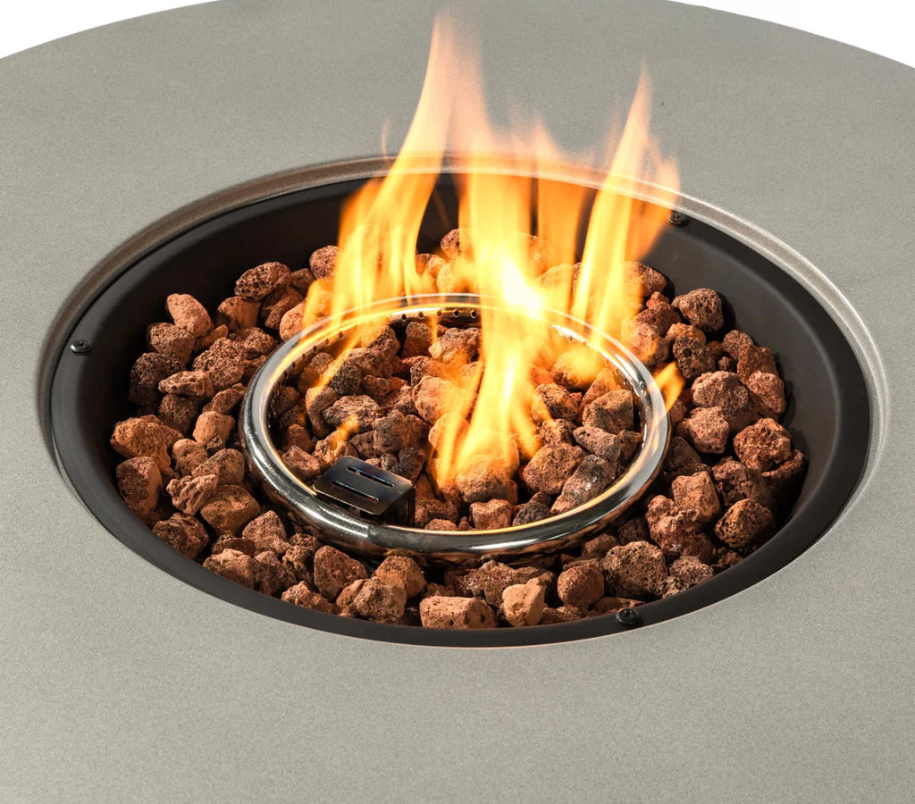 Heatstone Solara 36” Round Concrete Fire Pit – 50,000 BTU Outdoor Gas Fireplace