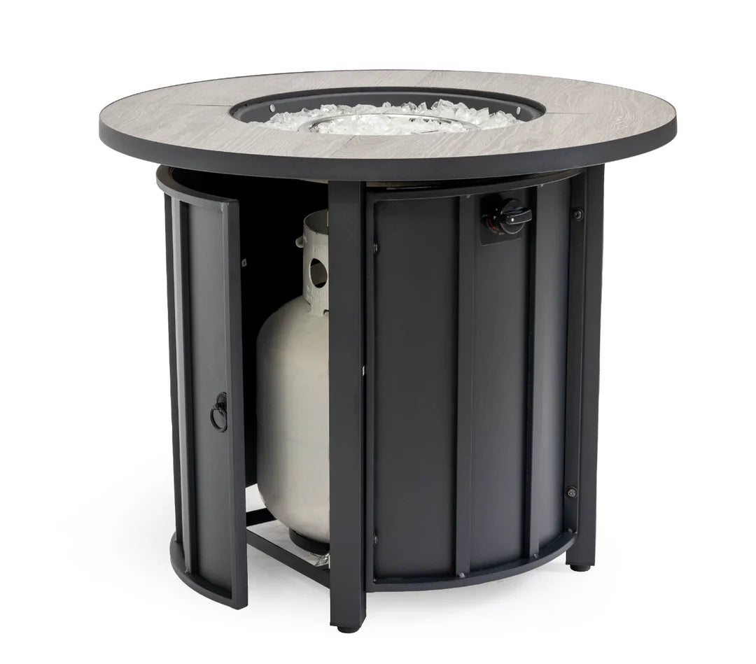 Heatstone Aspen 30” Wood Grain Fire Pit Table – Propane Gas