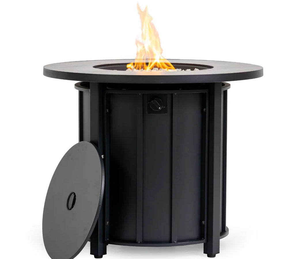 Heatstone Aspen 30” Wood Grain Fire Pit Table – Propane Gas