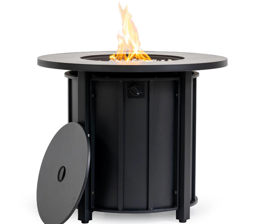 Heatstone Aspen 30” Wood Grain Fire Pit Table – Propane Gas