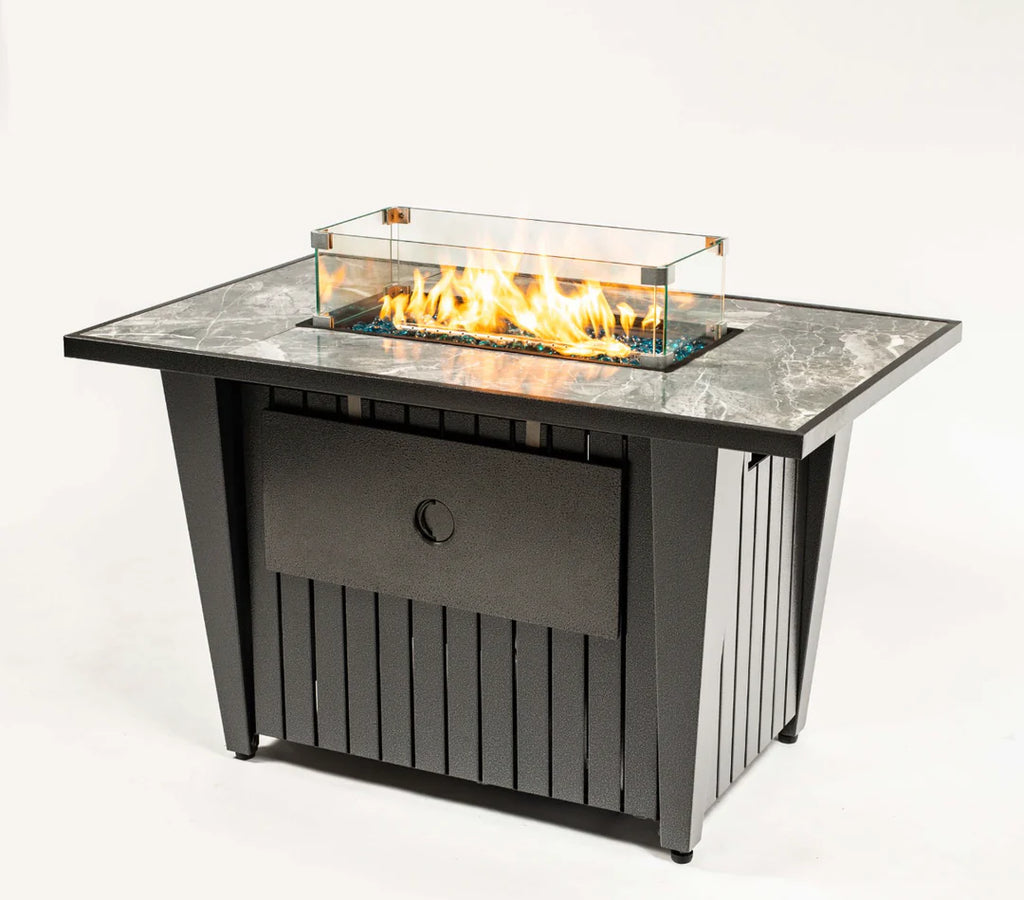 Heatstone Riviera 44” Wicker Fire Pit Table – 50,000 BTU Propane Gas