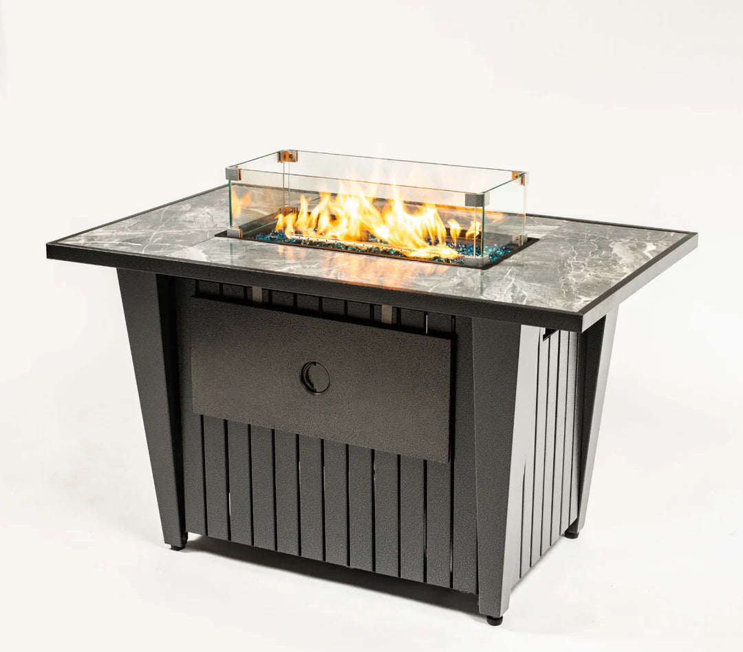 Heatstone Riviera 44” Wicker Fire Pit Table – 50,000 BTU Propane Gas