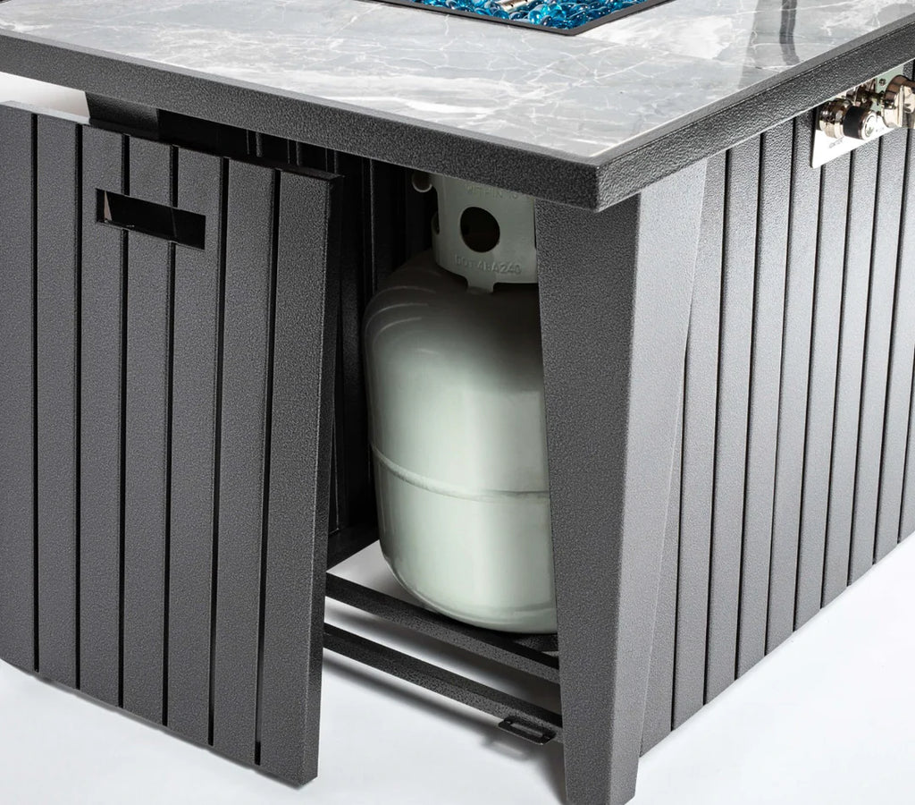 Heatstone Riviera 44” Wicker Fire Pit Table – 50,000 BTU Propane Gas
