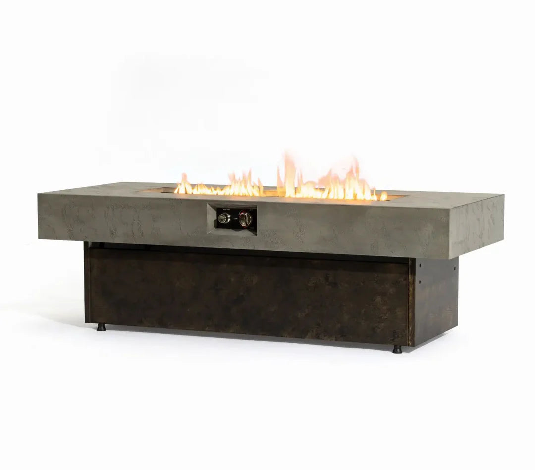 Heatstone Atlas 55” Concrete Fire Pit Table – Propane Gas 50,000 BTU