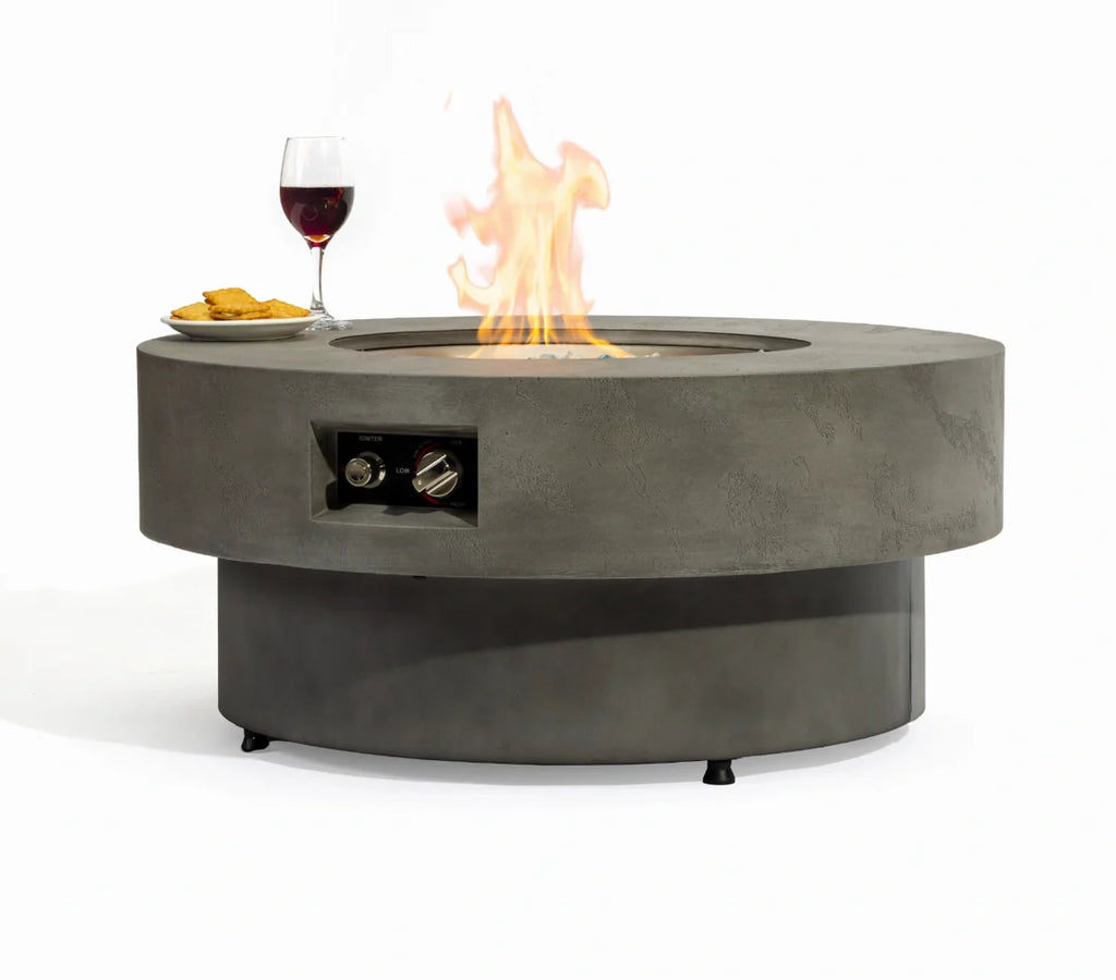 Heatstone Siena 33” Round Concrete Fire Pit – Propane Gas