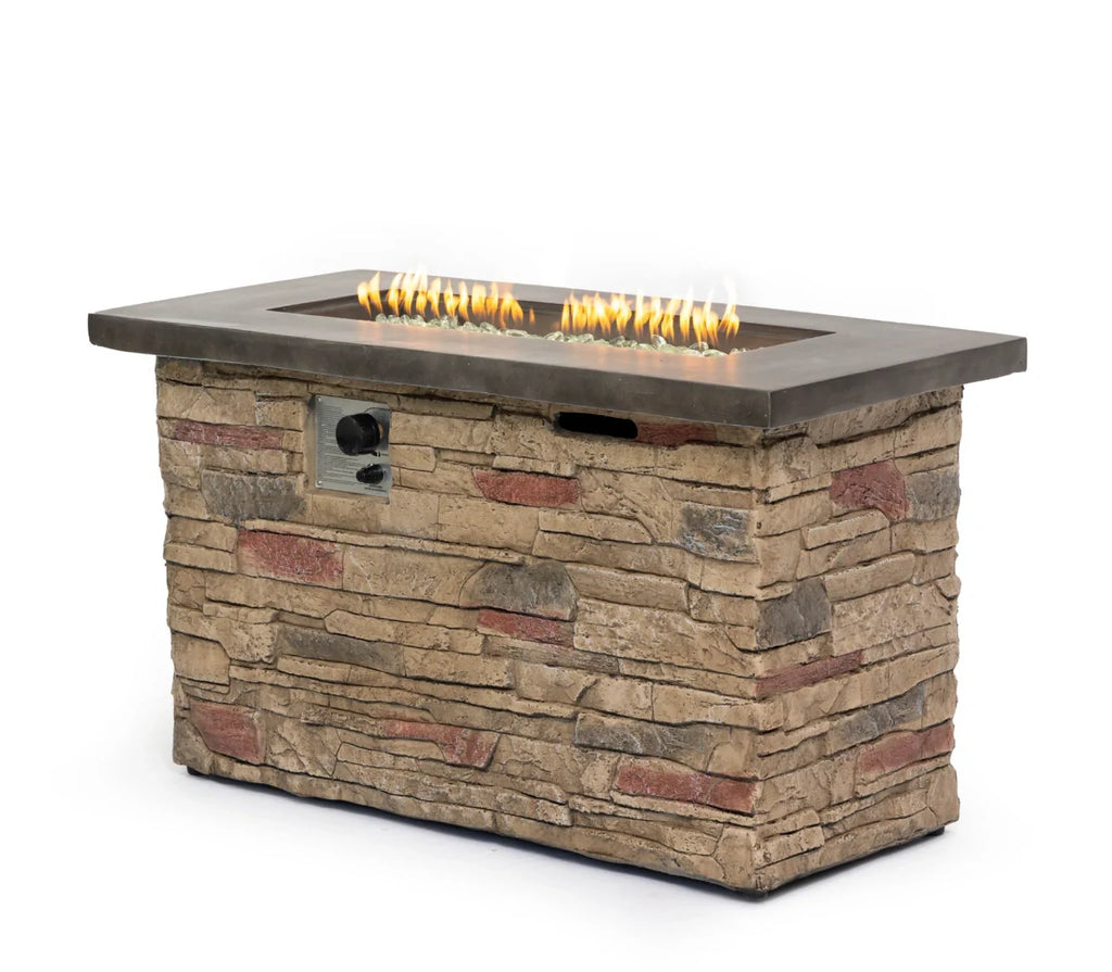 Heatstone Sierra 42” Stone Fire Pit Table – 50,000 BTU Propane Gas