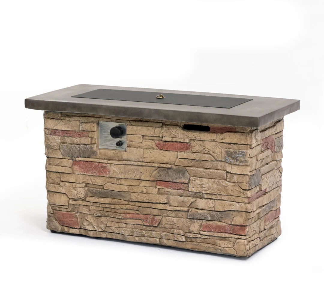 Heatstone Sierra 42” Stone Fire Pit Table – 50,000 BTU Propane Gas