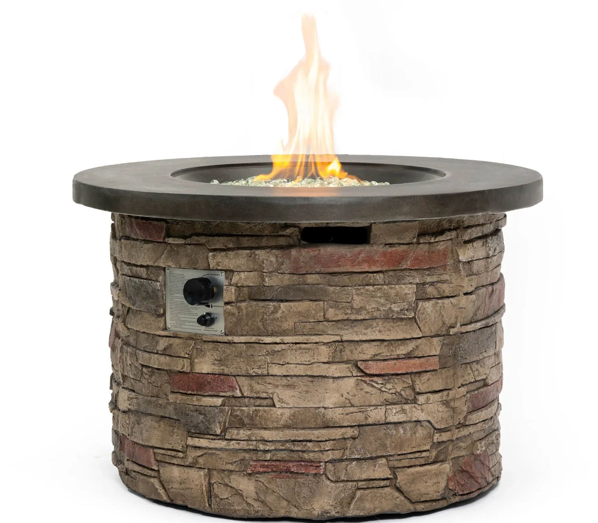 Heatstone Sonoma 36” Round Stone Fire Pit – 50,000 BTU Propane Gas