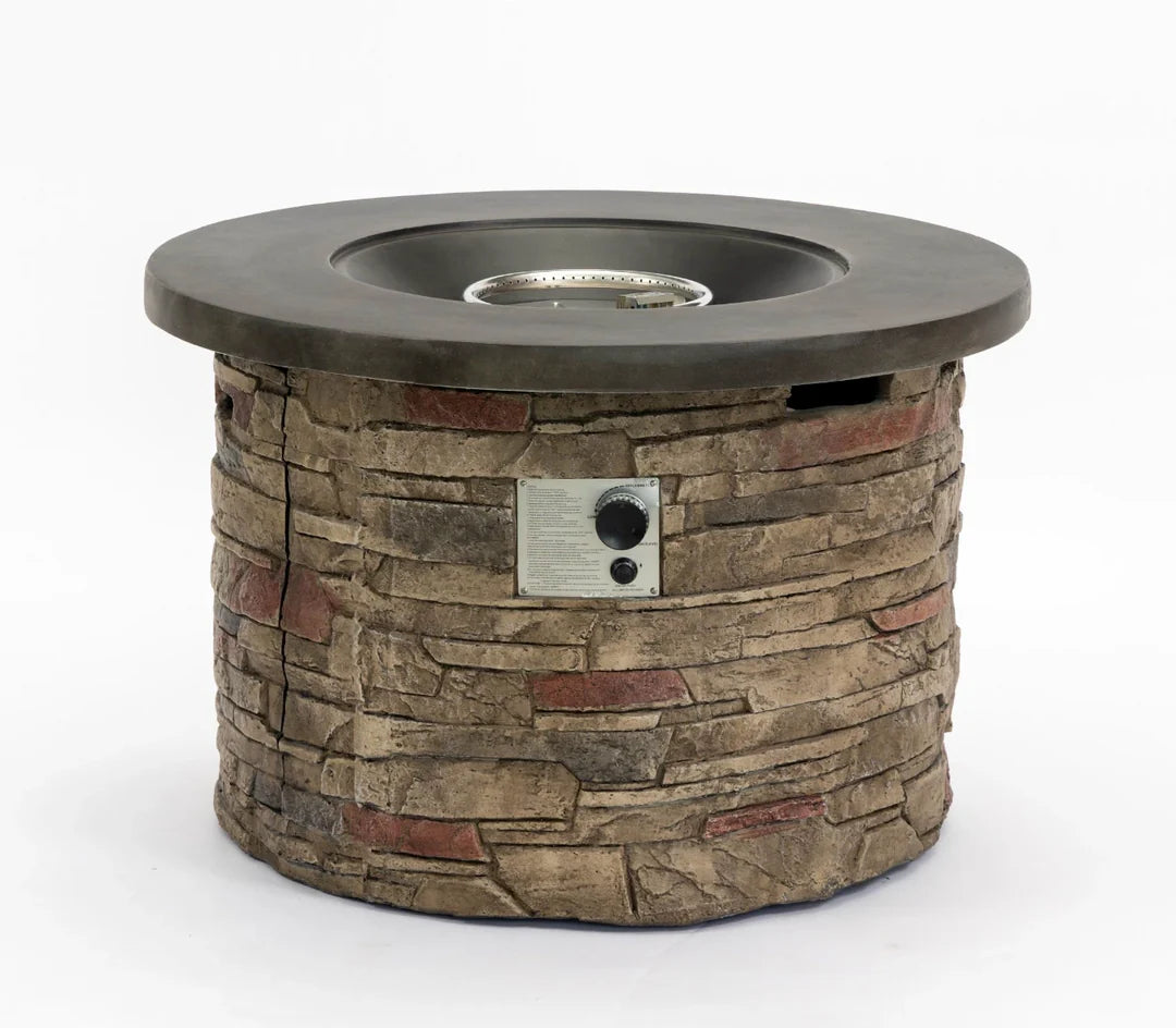 Heatstone Sonoma 36” Round Stone Fire Pit – 50,000 BTU Propane Gas