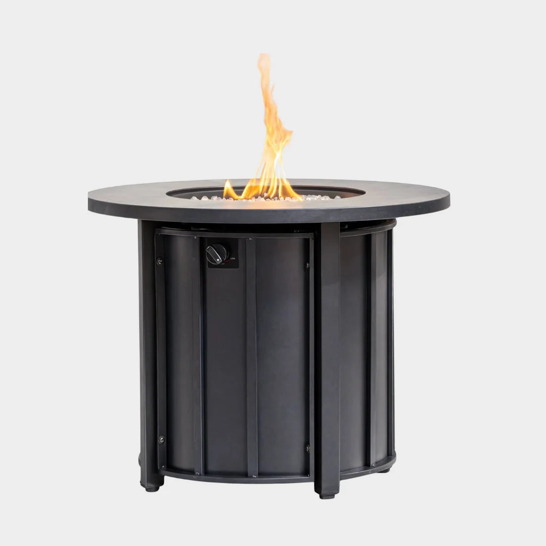 Heatstone Aspen 30” Wood Grain Fire Pit Table – Propane Gas