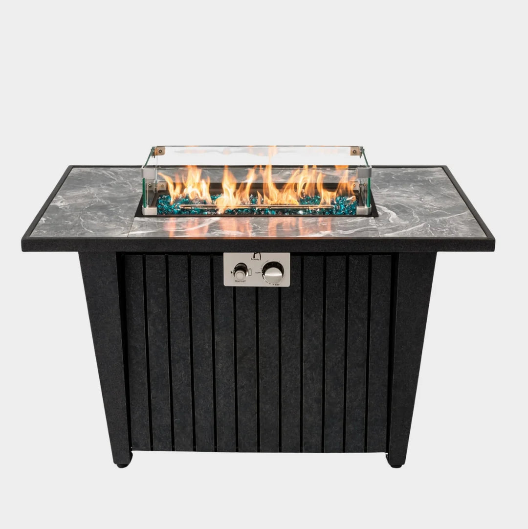 Heatstone Austin 42” Marble Fire Pit Table – Propane Gas 50,000 BTU