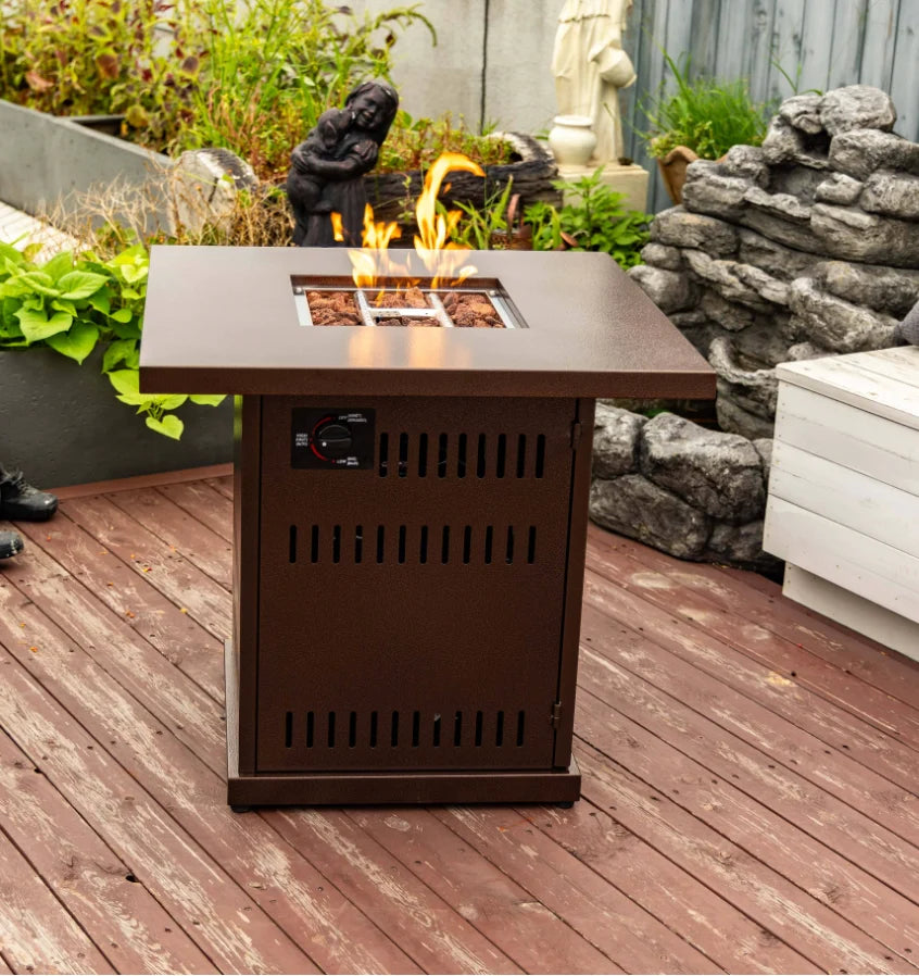 Heatstone Ridge 27" Steel Fire Pit Table – 50,000 BTU Outdoor Gas