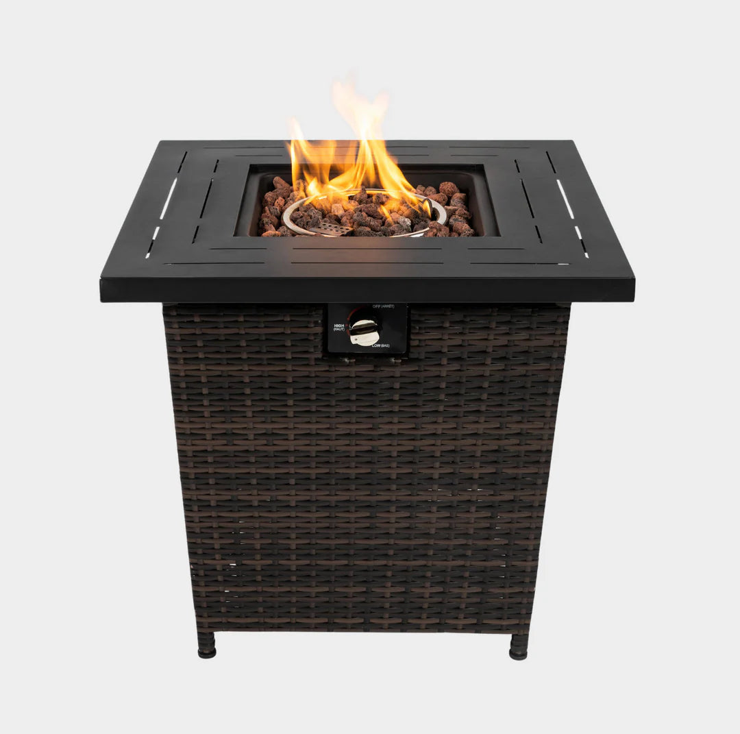 Heatstone Ashcroft 27" Rattan Fire Pit Table – 50,000 BTU Outdoor Gas