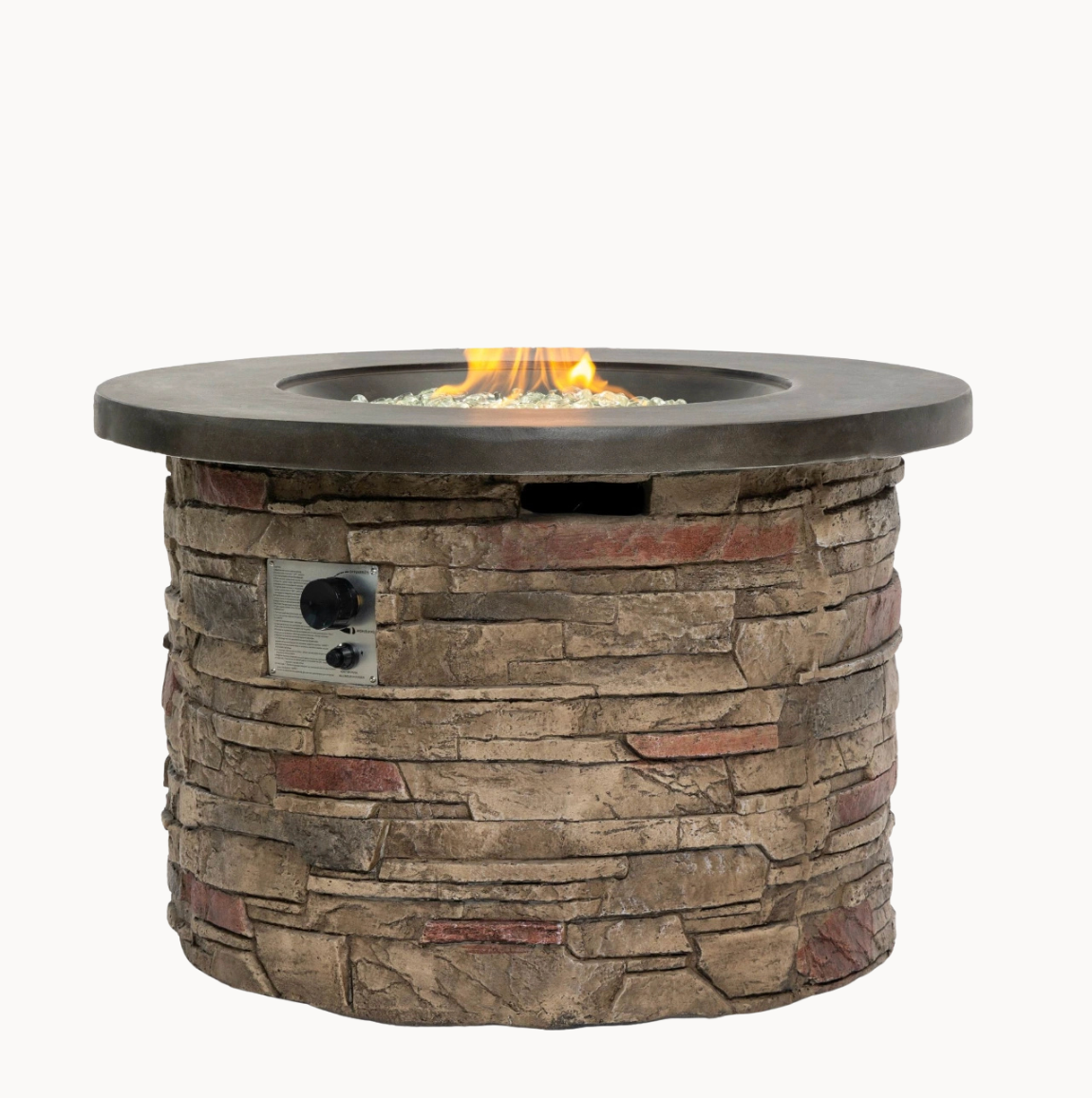 Heatstone Sonoma 36” Round Stone Fire Pit – 50,000 BTU Propane Gas