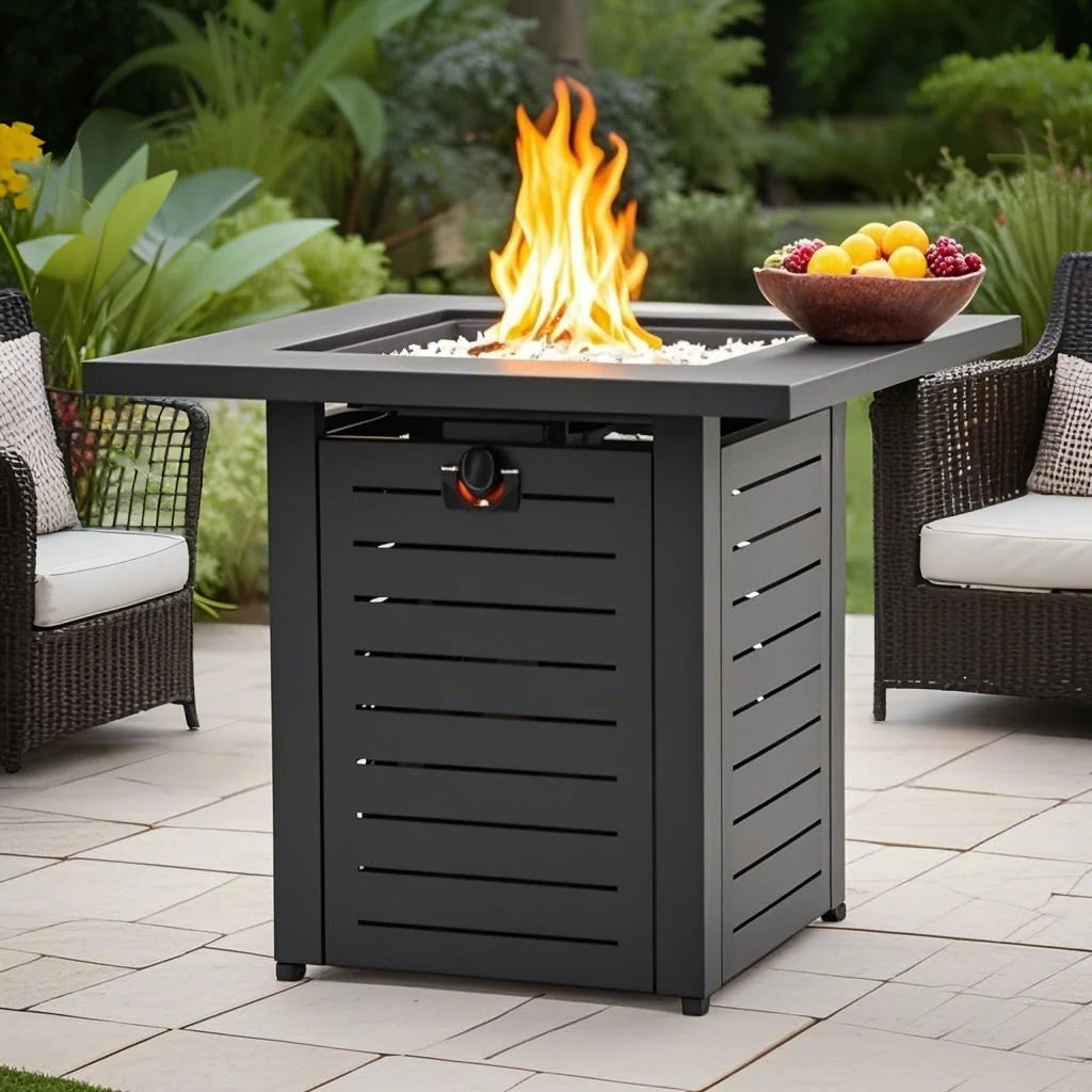 Heatstone Meridian 28" Steel Fire Pit Table – 50,000 BTU Outdoor Gas