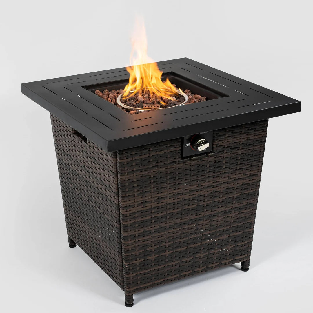 Heatstone Ashcroft 27" Rattan Fire Pit Table – 50,000 BTU Outdoor Gas