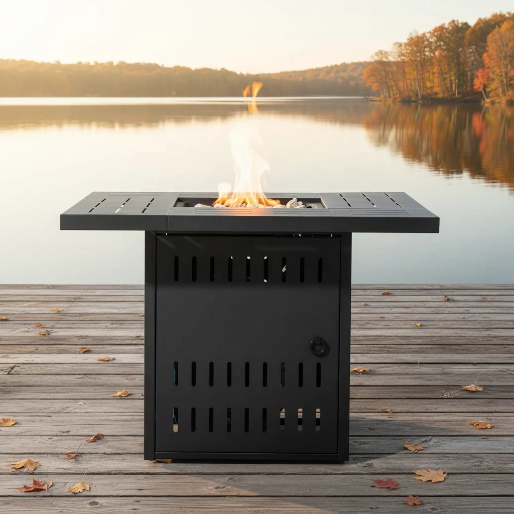 Heatstone Kingston 34" Steel Fire Pit Table – 50,000 BTU Outdoor Gas