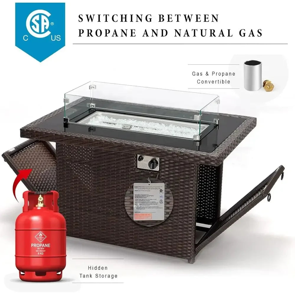 Heatstone Hermosa 43" rectangular propane fire pit table, view 5