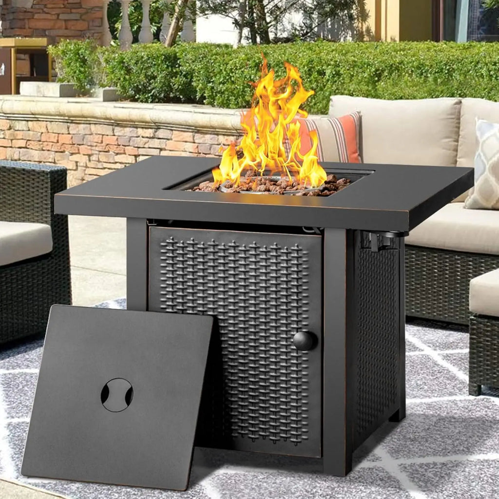 Heatstone Boulder square propane fire pit table, view 1