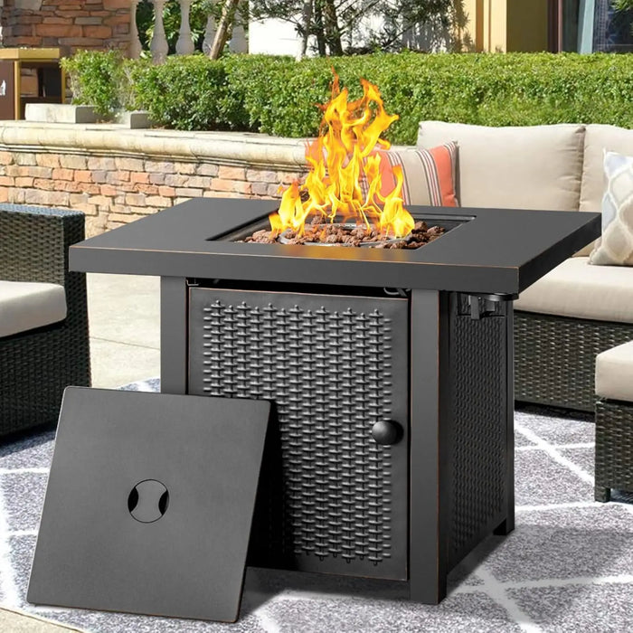 Heatstone Boulder square propane fire pit table, view 1
