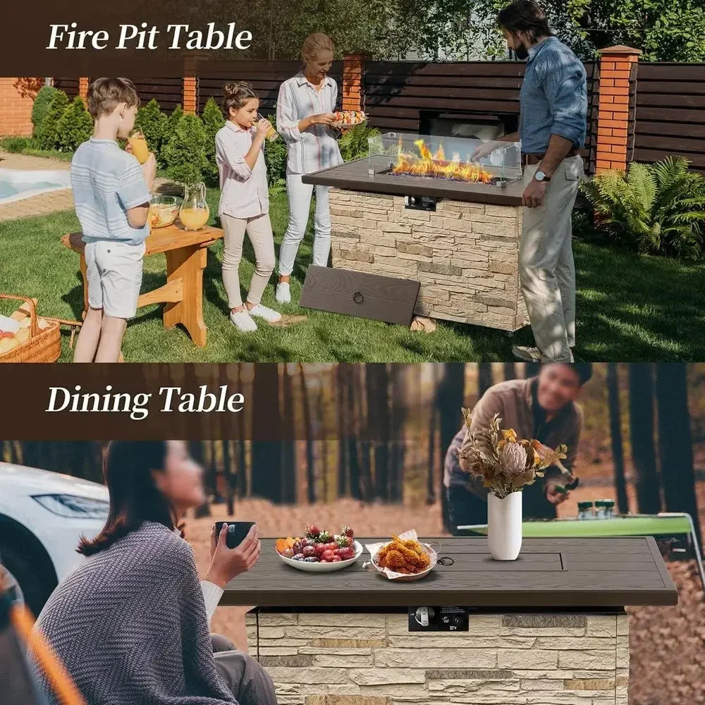 Heatstone Flagstone 43" rectangular propane fire pit table, view 4