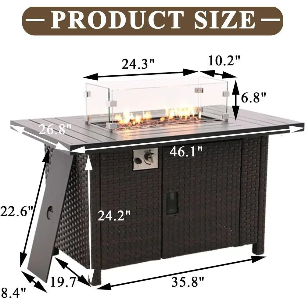 Heatstone Redwood 46" rectangular propane fire pit table, view 5