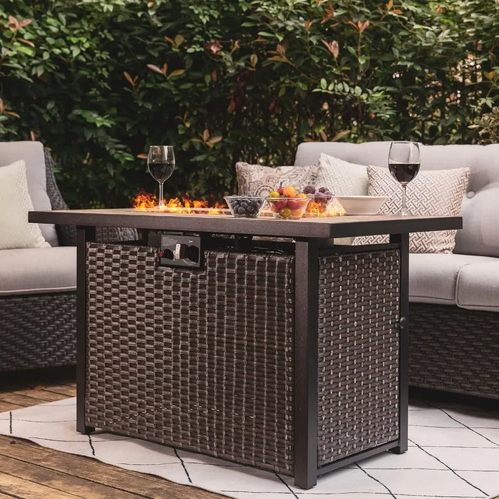 Heatstone Avila rectangular propane fire pit table, view 1