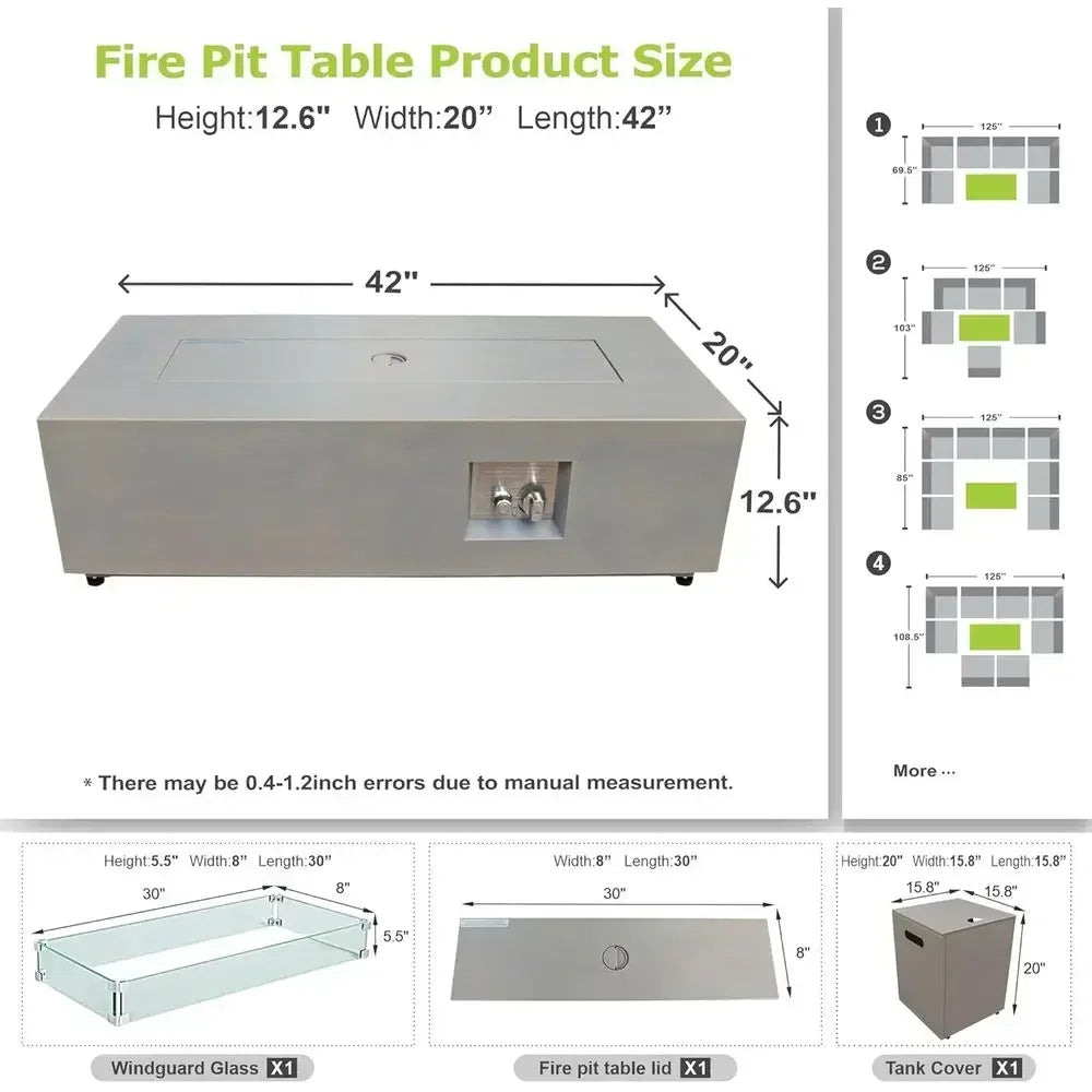 Heatstone Slate 42" rectangular propane fire pit table, view 6