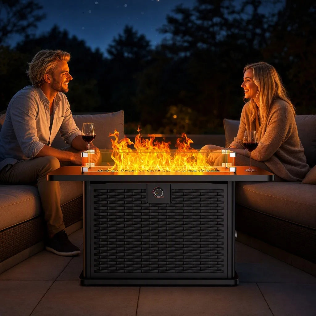 Heatstone Catalina 43" rectangular propane fire pit table, view 1