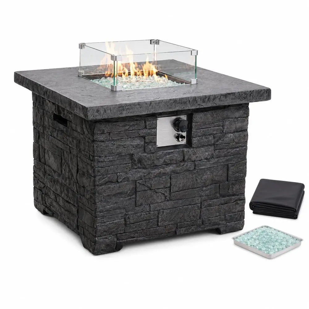 Heatstone Ledge square propane fire pit table, view 1