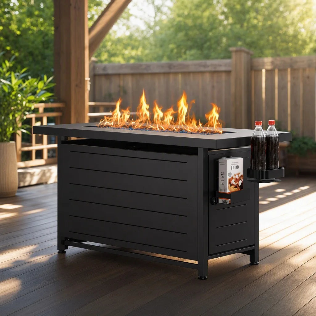 Heatstone Ventura 43" rectangular propane fire pit table, view 1