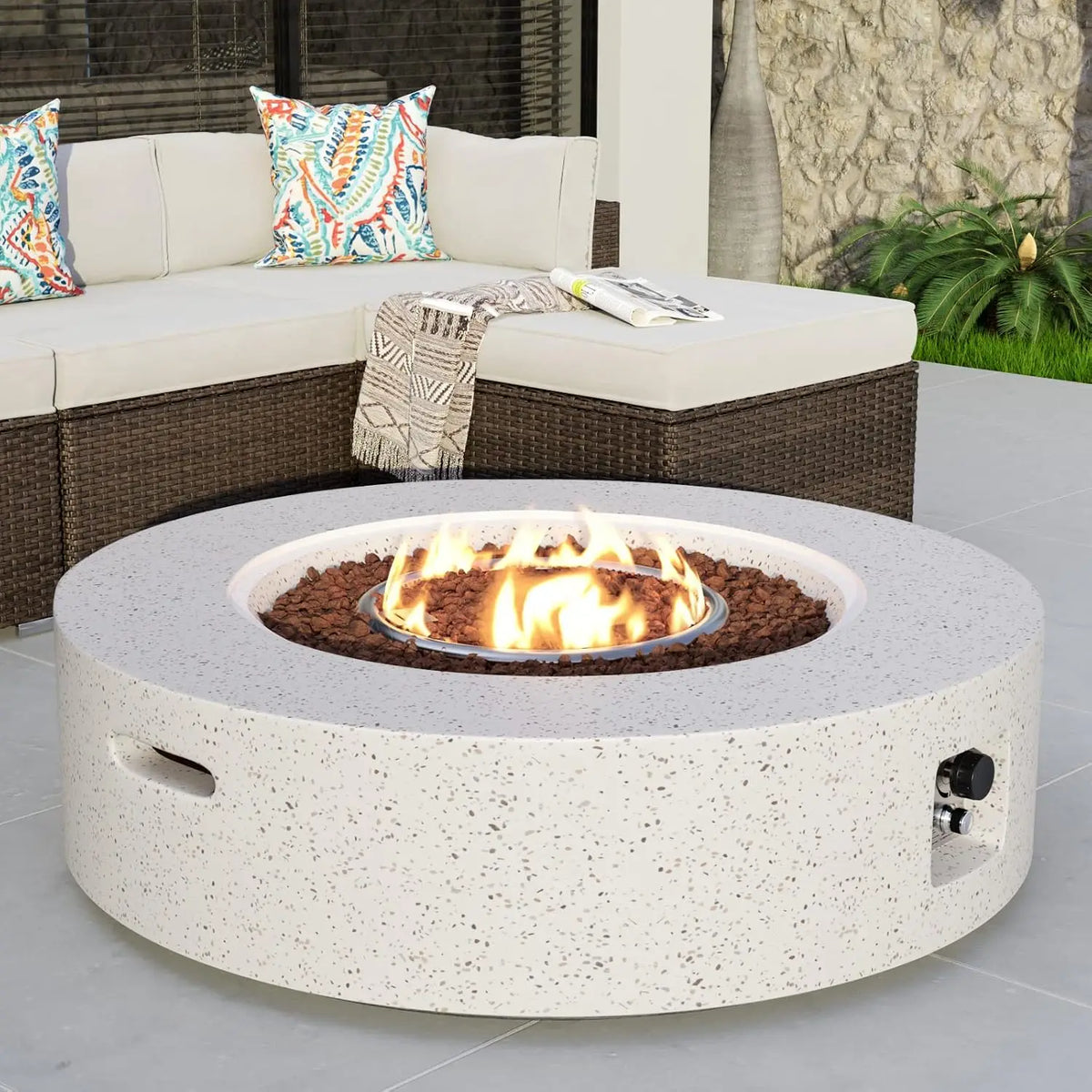 Heatstone Solano 42" Round Propane Fire Pit Table – 50,000 BTU