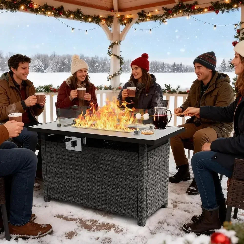 Heatstone Marin 44" rectangular propane fire pit table, view 3