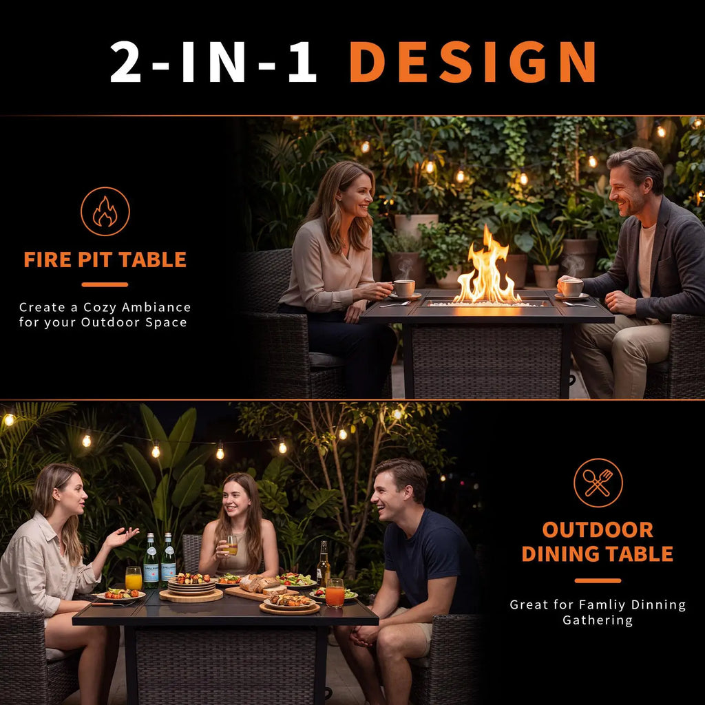 Heatstone Pismo 43" rectangular propane fire pit table, view 2