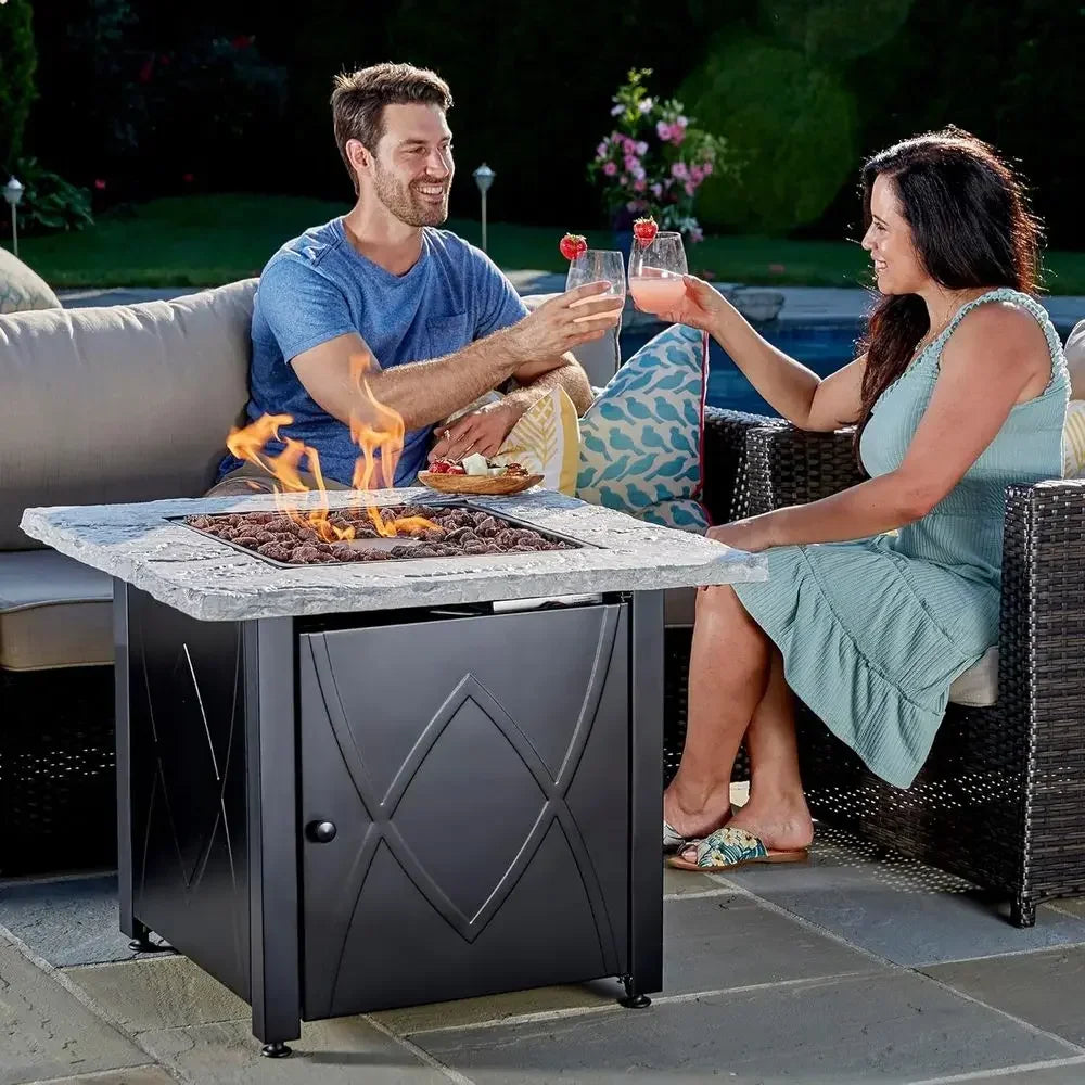 Heatstone Granite 30" square propane fire pit table, view 5