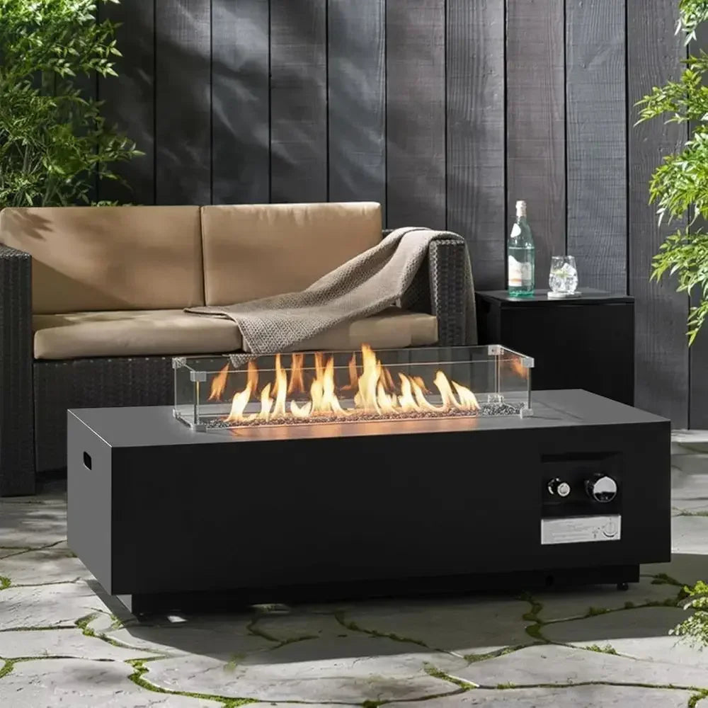 Heatstone Onyx 42" rectangular propane fire pit table, view 1