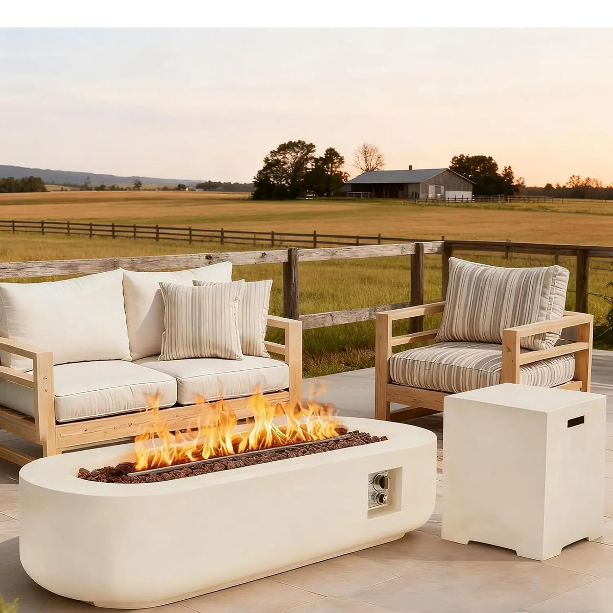Heatstone Pacifica 56" oval propane fire pit table, view 1