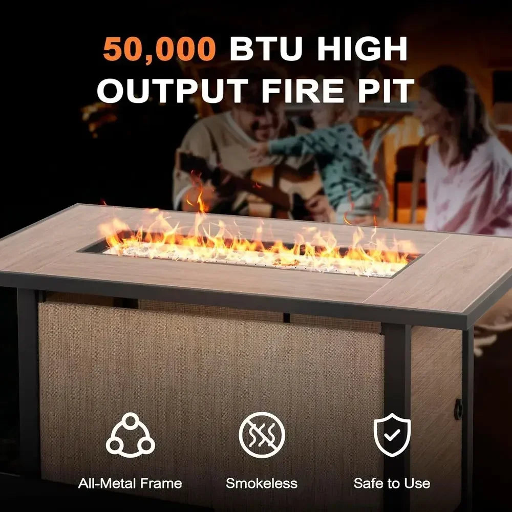 Heatstone Carmel rectangular propane fire pit table, view 4