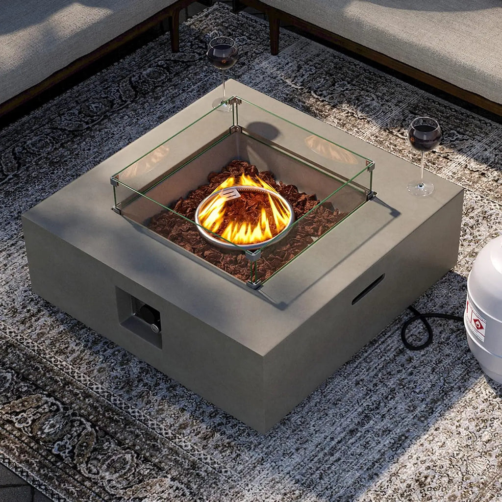 Heatstone Quarry 35" square propane fire pit table, view 2