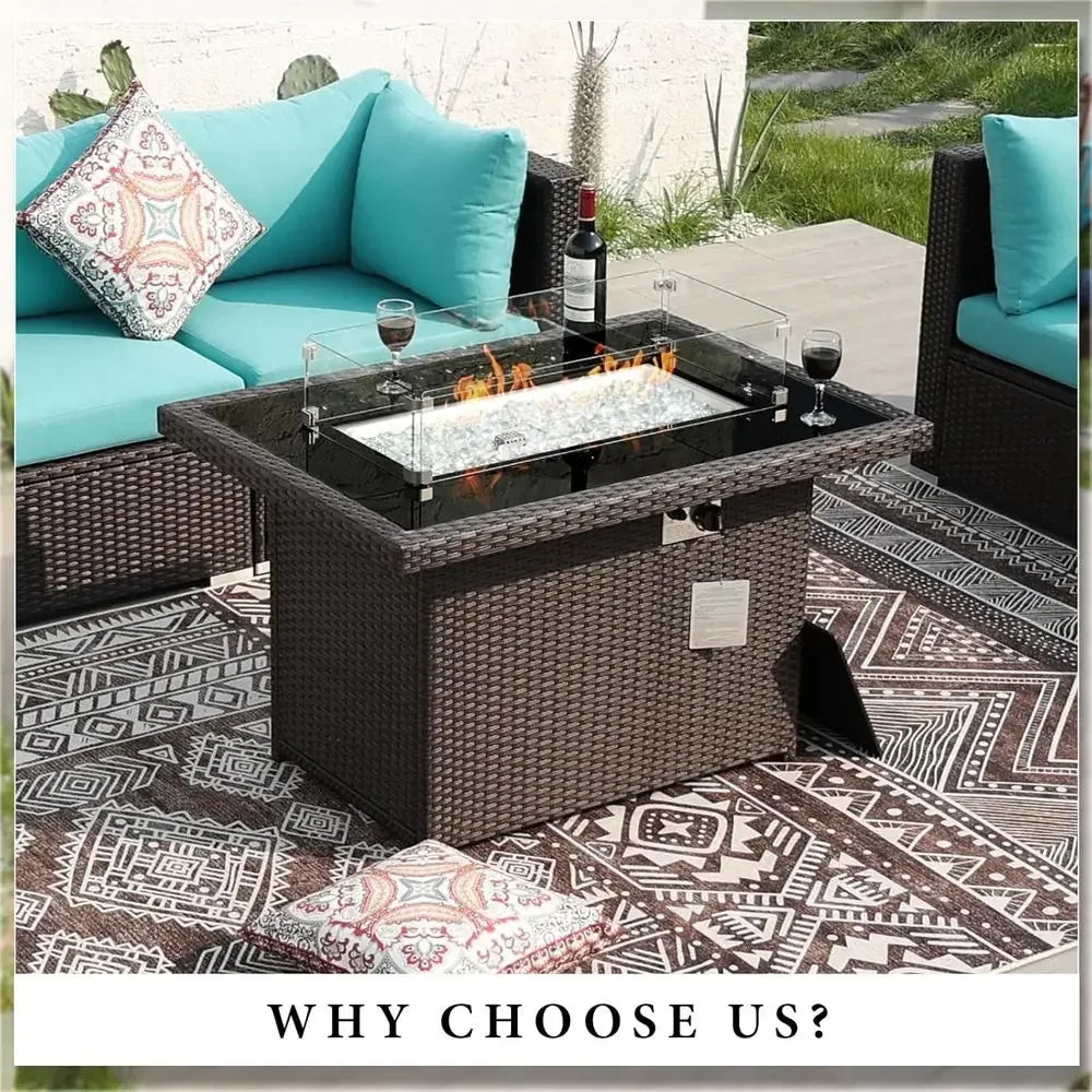 Heatstone Hermosa 43" rectangular propane fire pit table, view 2