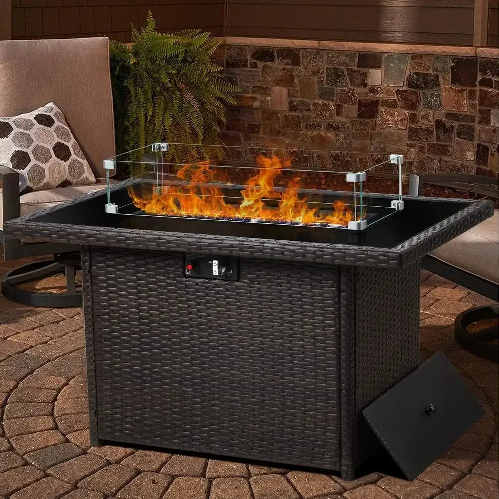 Heatstone Cypress 44" rectangular propane fire pit table, view 1