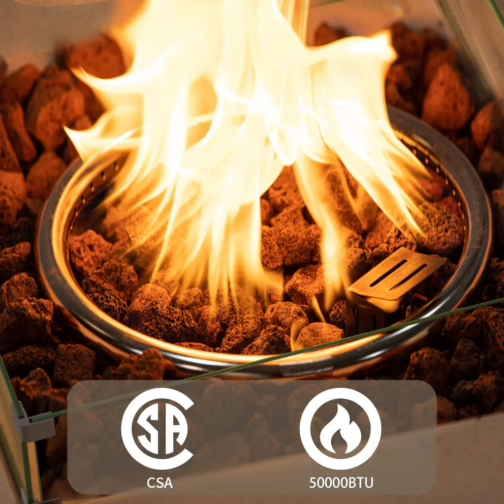 Heatstone Quarry 35" square propane fire pit table, view 4