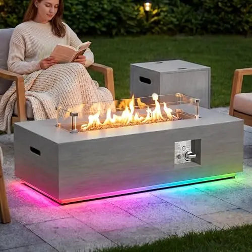Heatstone Aurora 42" rectangular propane fire pit table, view 2