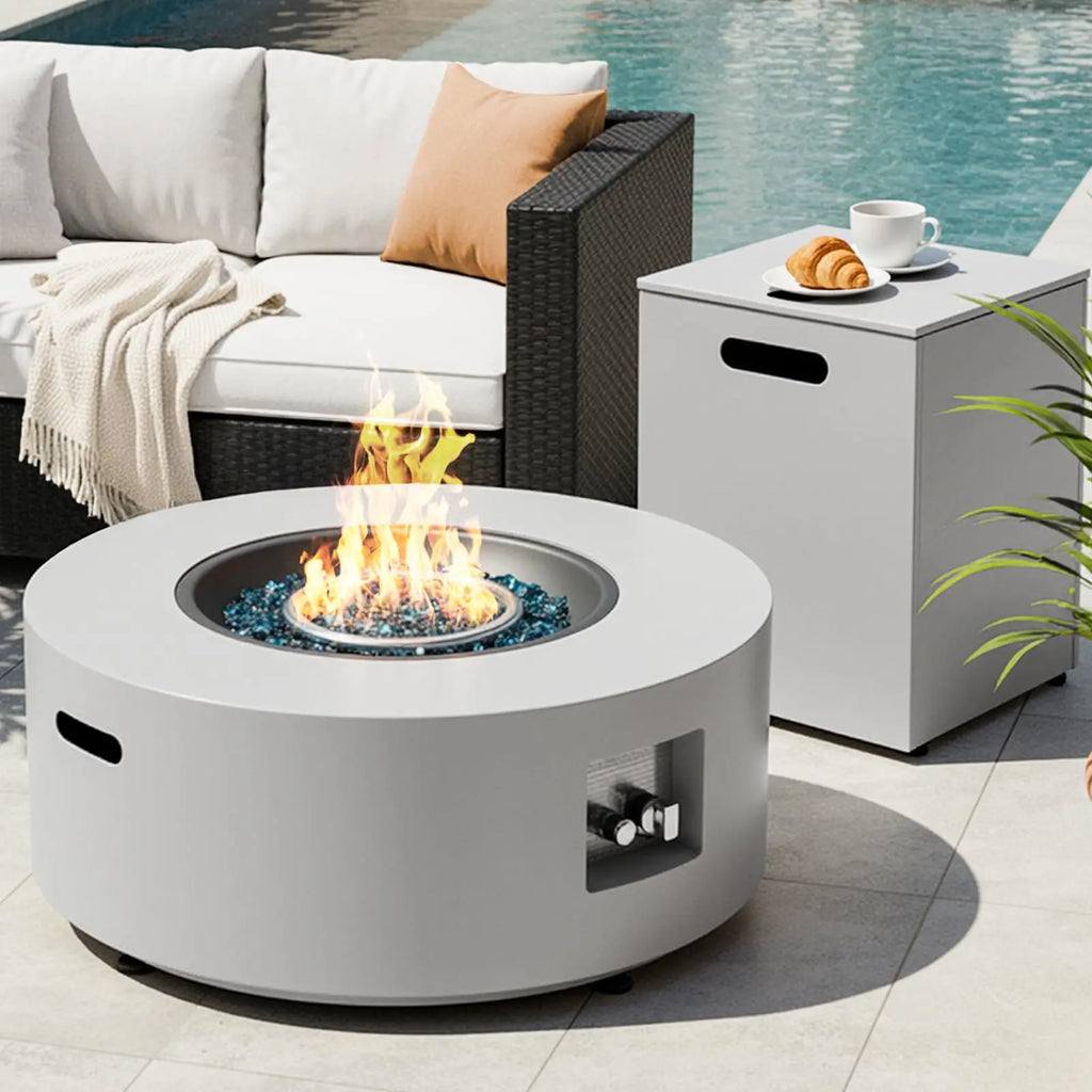Heatstone Malibu 30" Round Propane Fire Pit Table – 50,000 BTU