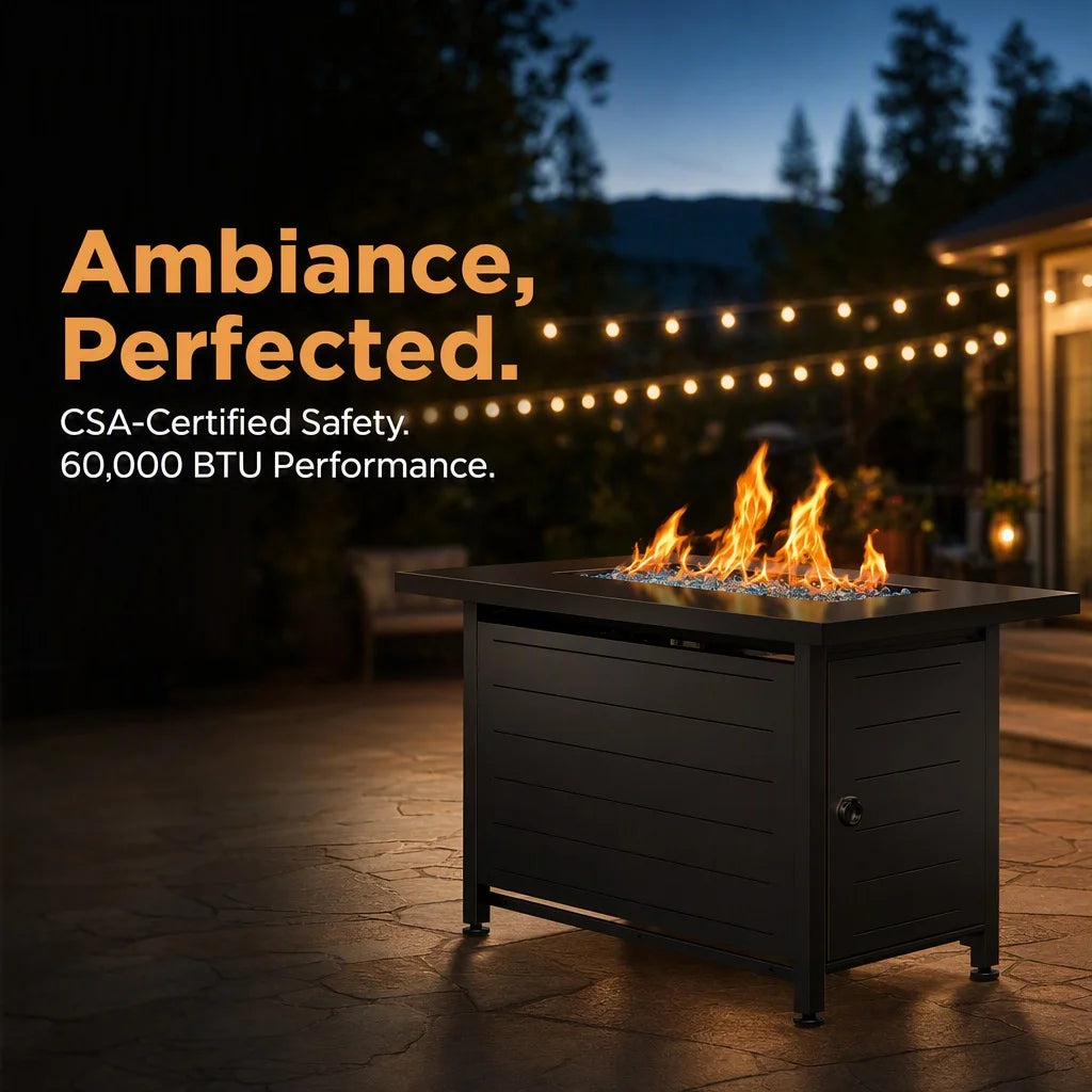 Heatstone Ventura 43" rectangular propane fire pit table, view 2