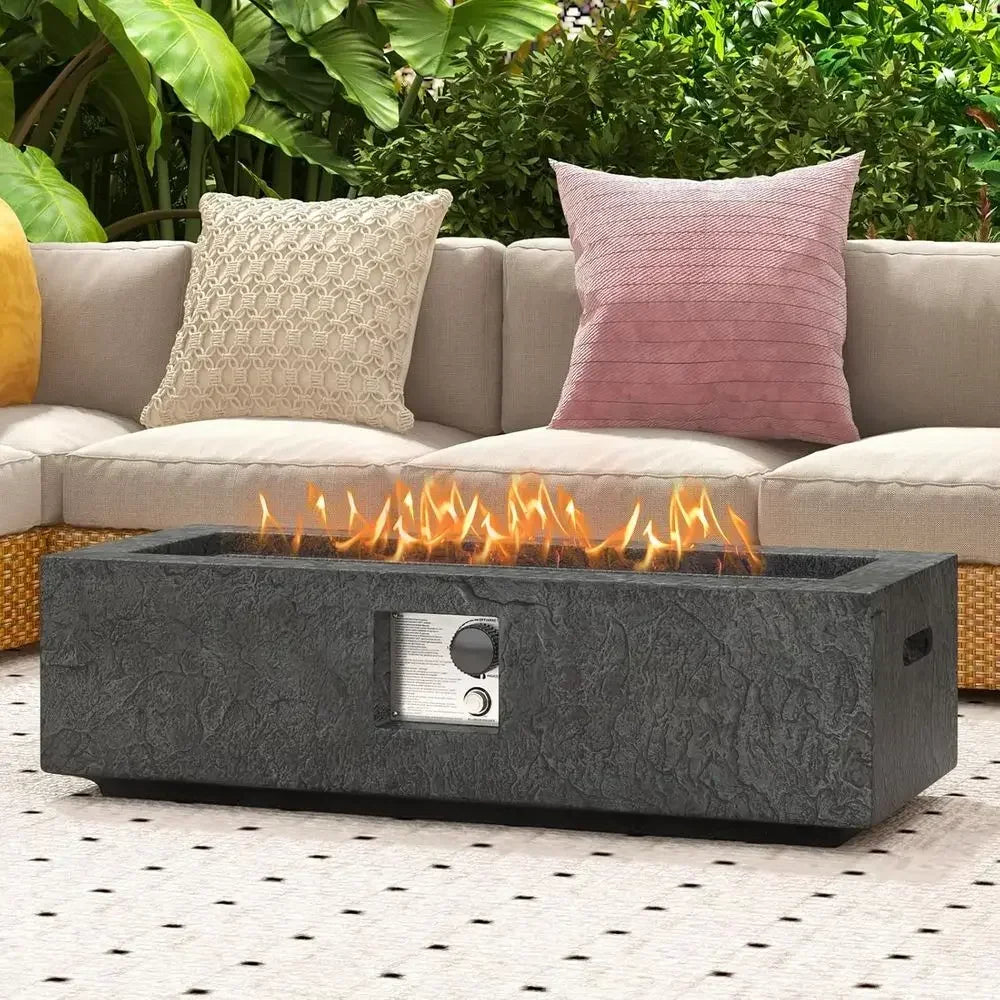 Heatstone Basalt 42.5" rectangular propane fire pit table, view 4